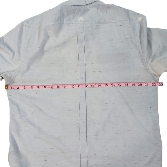 DKNY Jeans Blue Chambray Button Up Shirt Sz Large Casual Paint Splatter Print - Picture 7 of 8